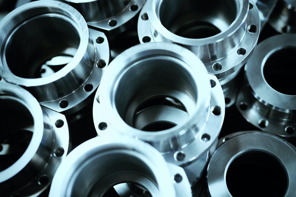 Industrial background from metal parts produced in metal industry