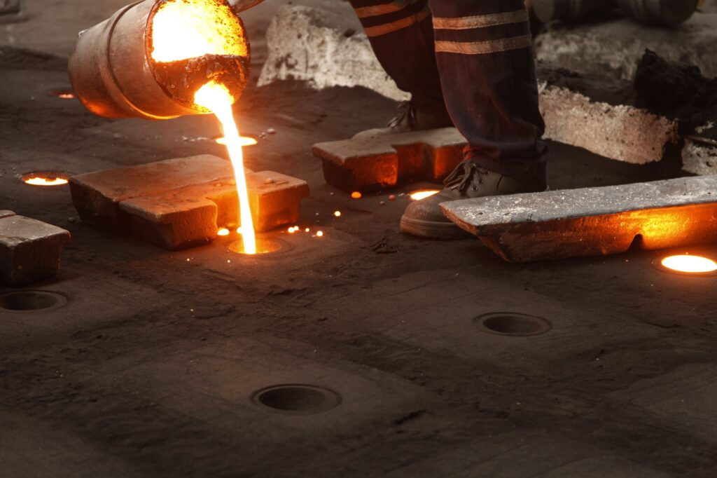 A man working in a steel foundry