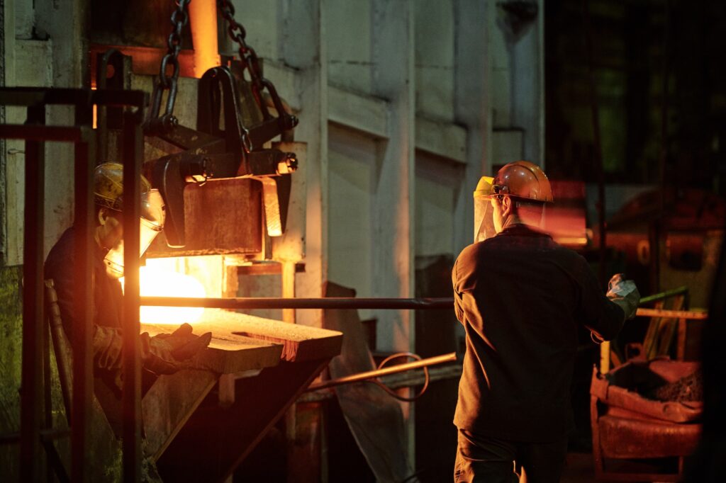 Man working with furnance