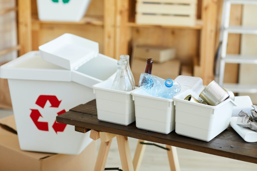 Sorted waste on the table