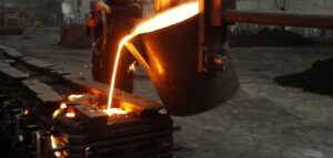 Liquid Molten Steel Industry. Casting, melting, molding and foundry.