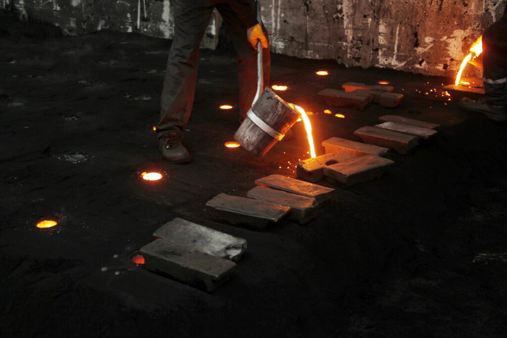 Liquid Molten Steel Industry. Casting, melting, molding and foundry.