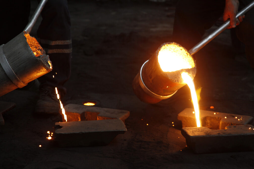 Liquid Molten Steel Industry. Casting, melting, molding and foundry.